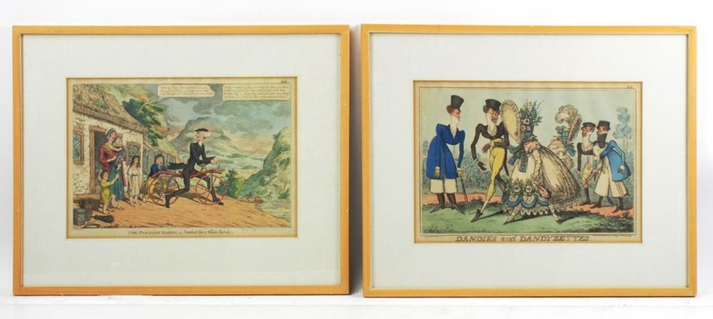 Artwork by George Cruikshank, The Parson's Hobby; Dandies and Dandyzettes, Made of etchings (2)