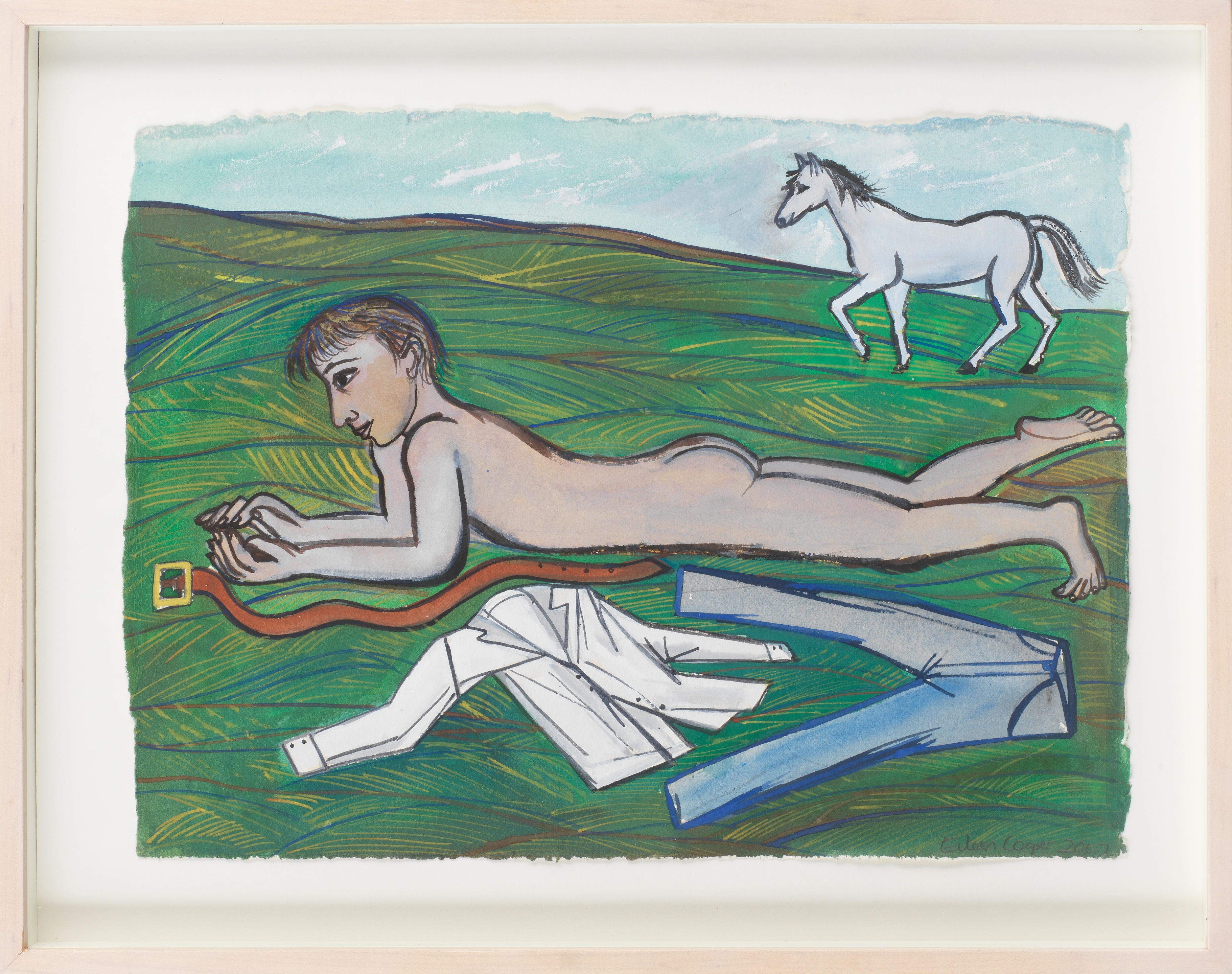 Artwork by Eileen Cooper, Boy and Horse, Made of watercolour