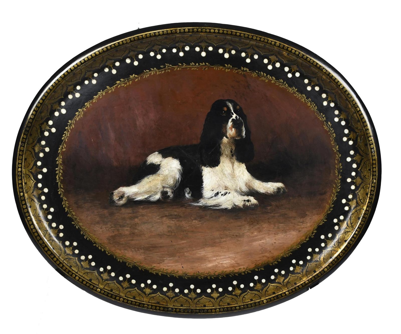 English School, 19th Century | Recumbent spaniel dog | MutualArt