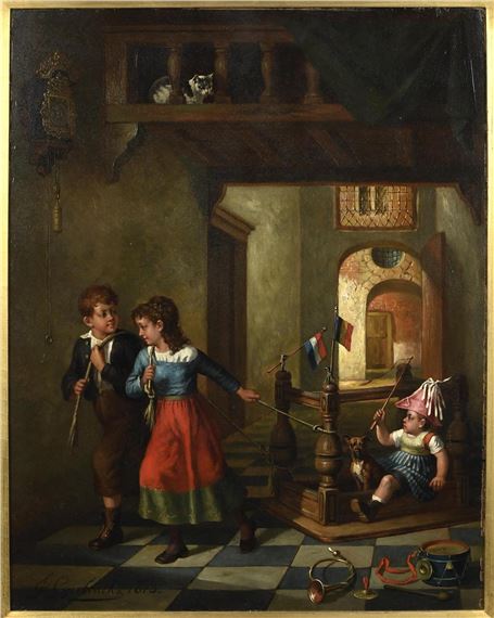 Children playing in house by Joseph Gyselinckx, 1873