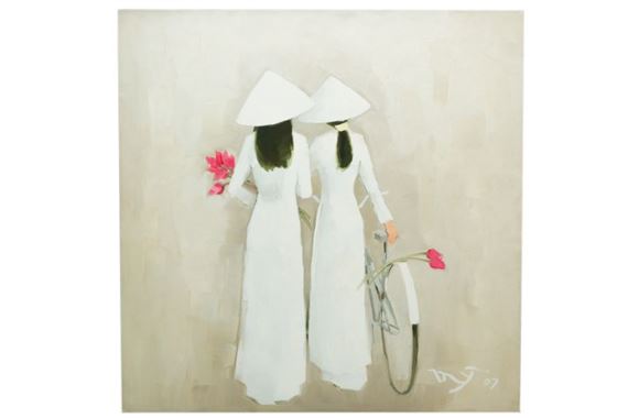 SCHOOLGIRLS WITH BICYCLE by Ha Huynh My, '07