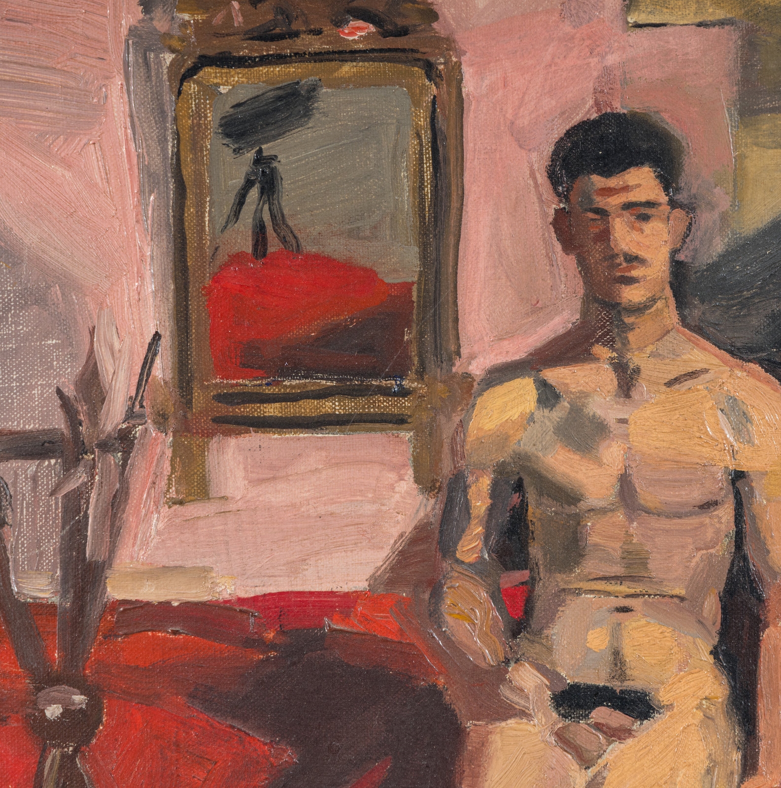 Artwork by Yannis Tsarouchis, Untitled (Seated Man), Made of oil on canvas