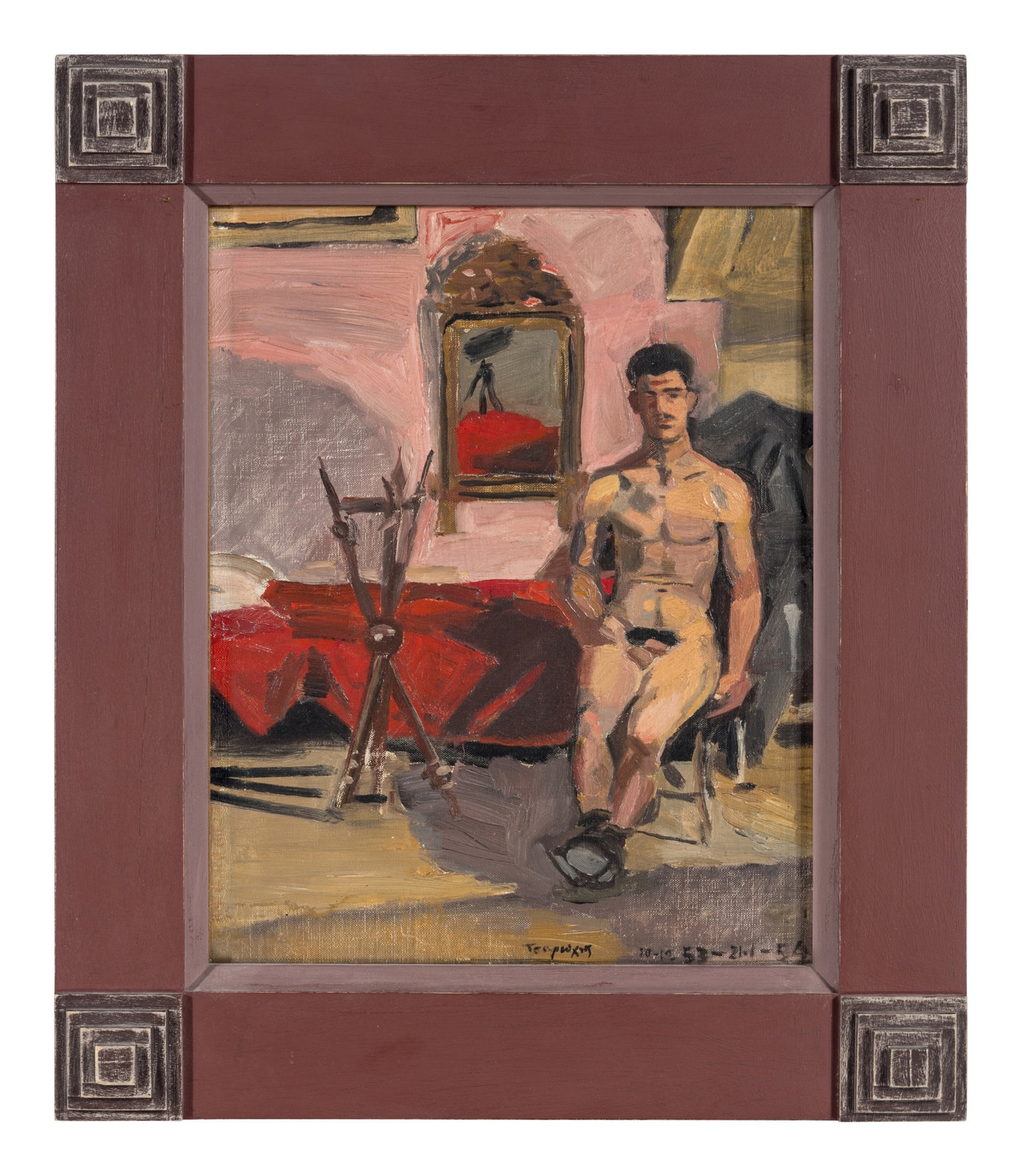 Artwork by Yannis Tsarouchis, Untitled (Seated Man), Made of oil on canvas