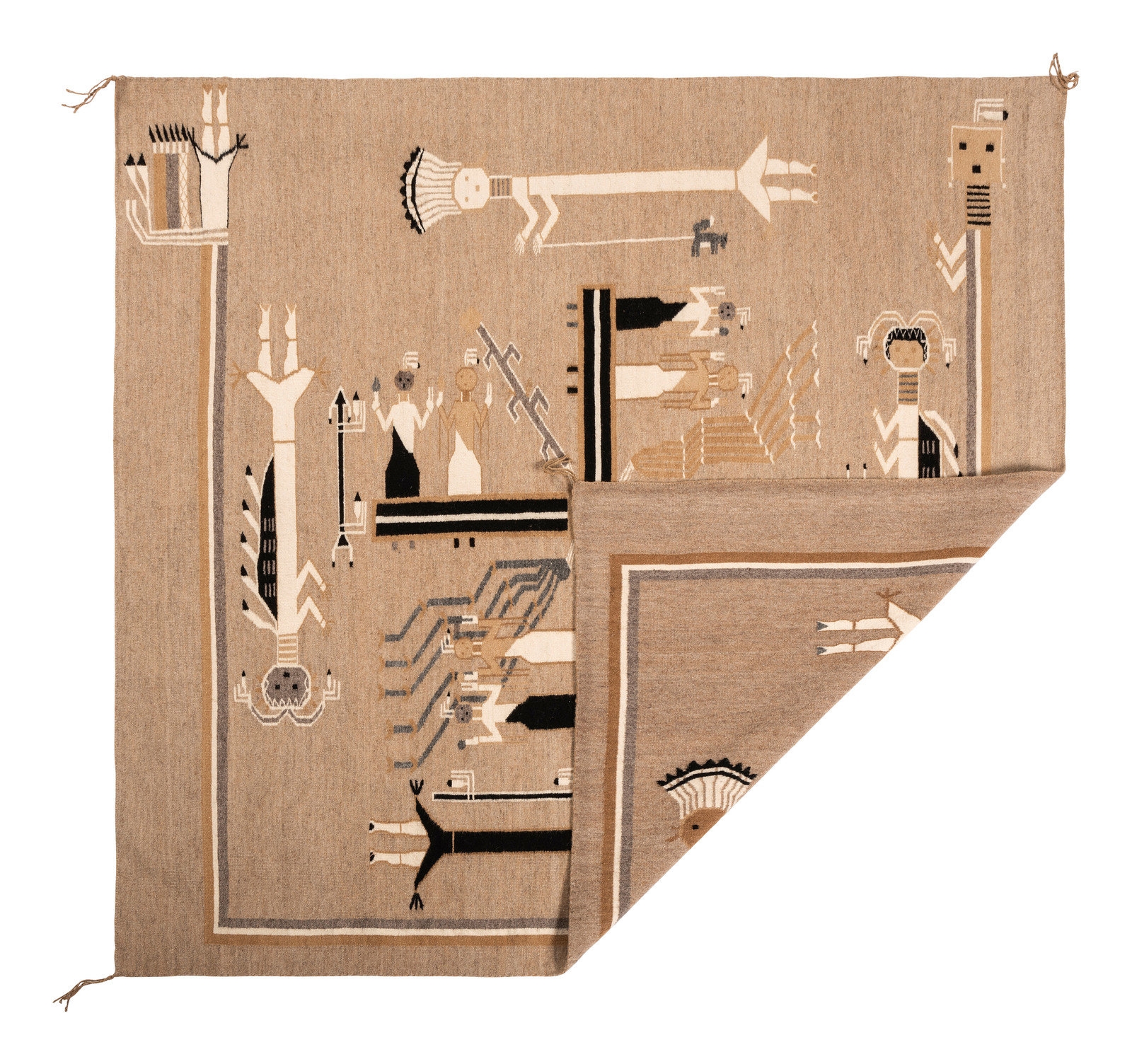 Artwork by Elizabeth Billie, Award Winning Navajo Sandpainting Weaving, Made of finely woven handspun wool