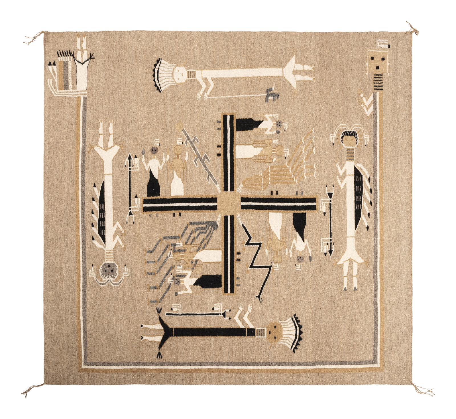 Artwork by Elizabeth Billie, Award Winning Navajo Sandpainting Weaving, Made of finely woven handspun wool