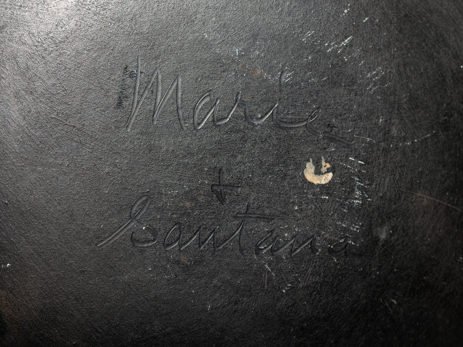 Artwork by Maria Montoya Martinez, Santana Roybal Martinez, Plate with Repeating Feathers, Made of Blackware Pottery