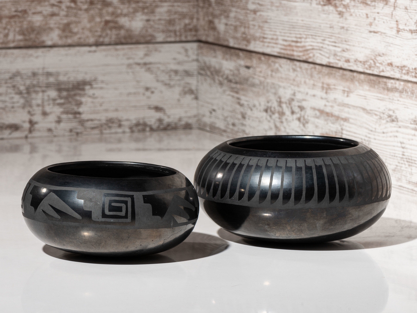 Artwork by Maria Montoya Martinez, Untitled, Made of Blackware Pottery one with light gunmetal finish