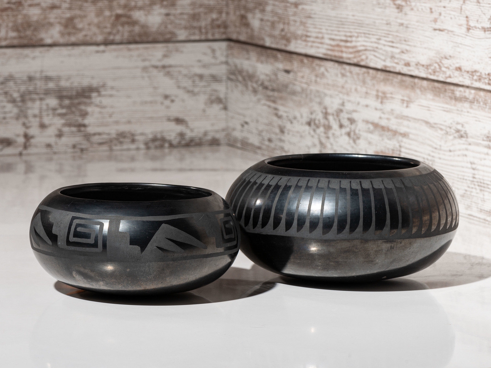 Artwork by Maria Montoya Martinez, Untitled, Made of Blackware Pottery one with light gunmetal finish