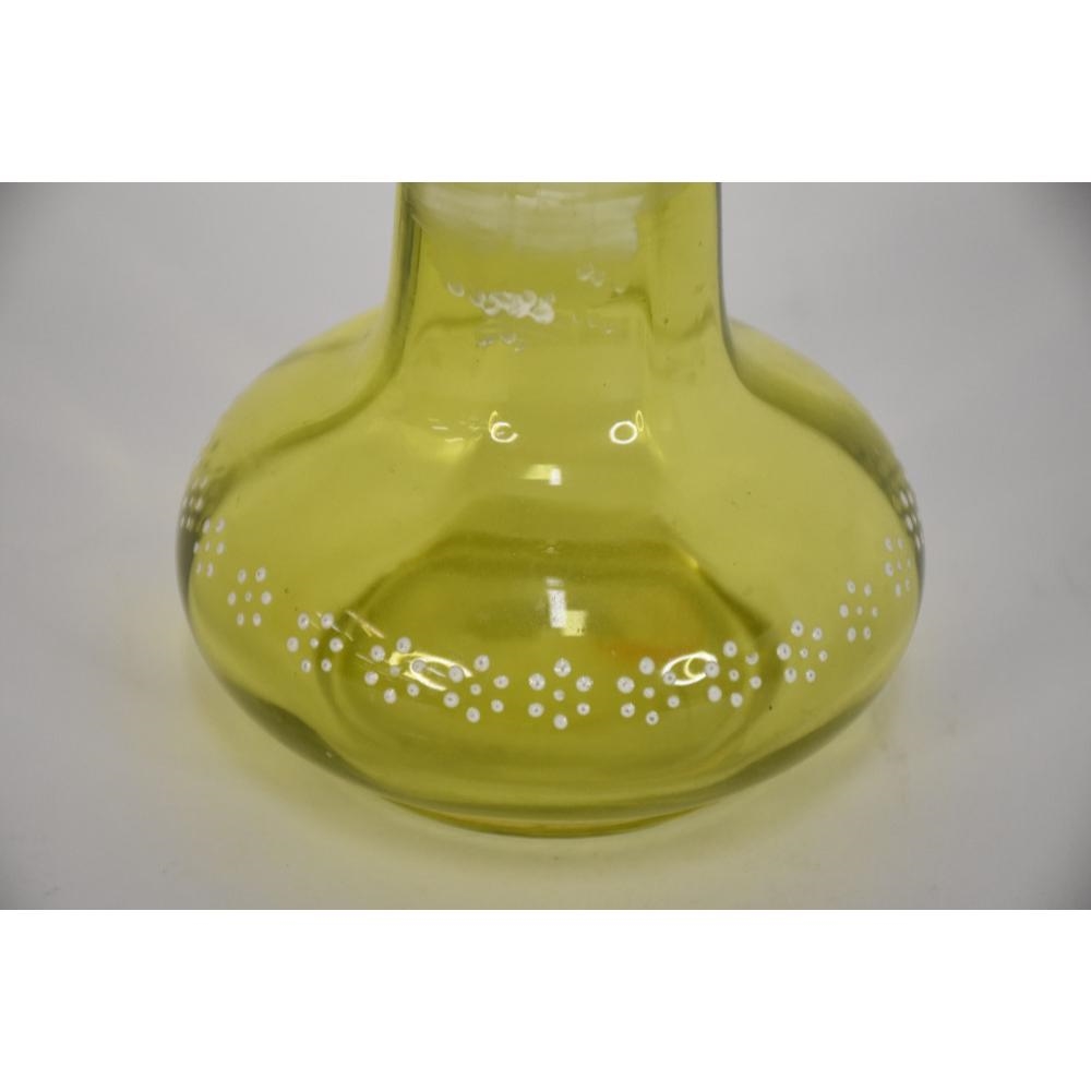 Artwork by Mary Gregory, A 19th Century Mary Gregory vase. Lime green glass. H 20cm, Made of green glass