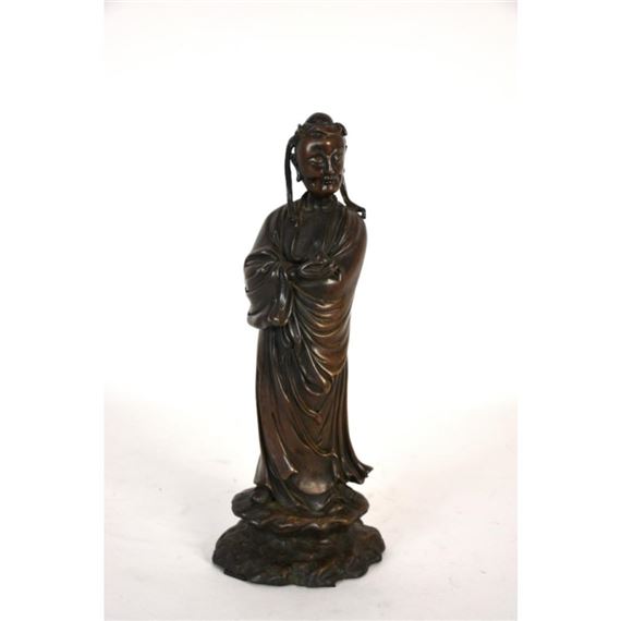 A good quality Chinese bronze figure of the noble man. H 36cm by Chinese School
