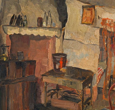 Artwork by Walter Brummer, Interior Scene, Made of oil on board