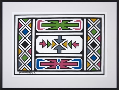 Artwork by Esther Mahlangu, Untitled (2014), Made of screenprint on Somerset Velvet