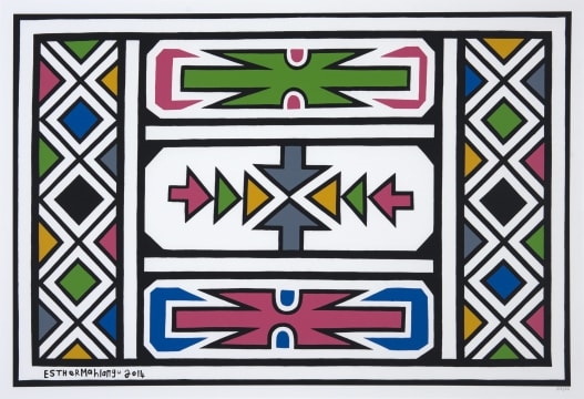 Artwork by Esther Mahlangu, Untitled (2014), Made of screenprint on Somerset Velvet
