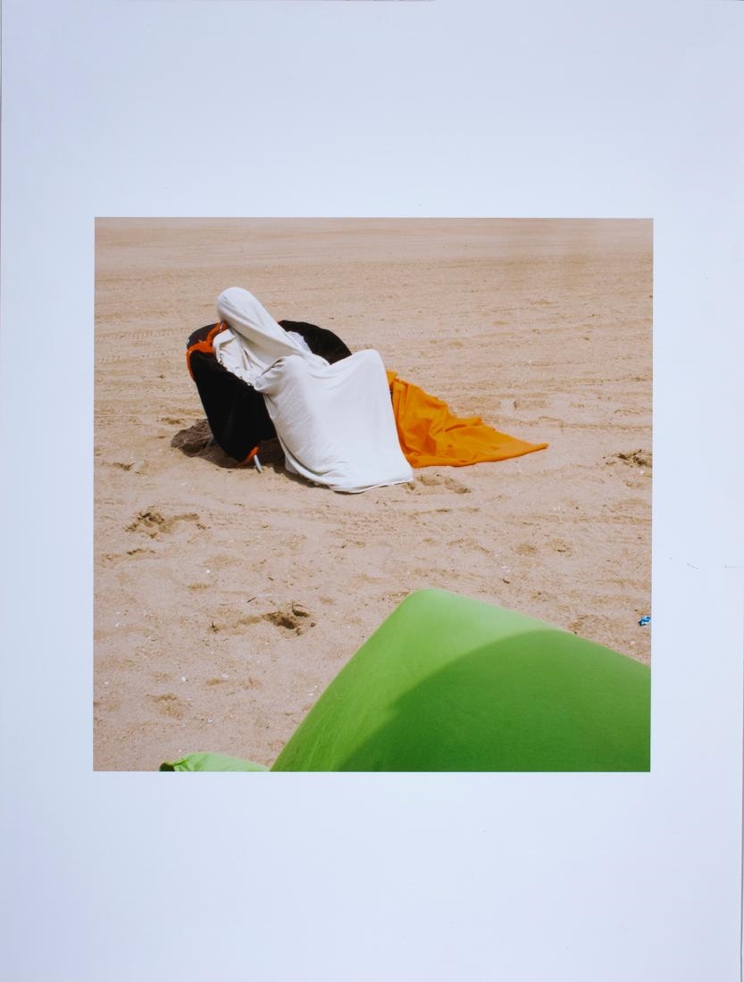 Artwork by Sylvia Plachy, Reclining Lifeguard Rockaway Beach, Made of archival pigment print