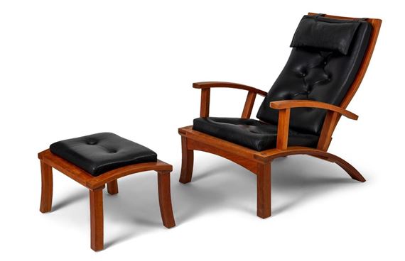 Cherry Lolling Chair and Ottoman. by Thomas Moser