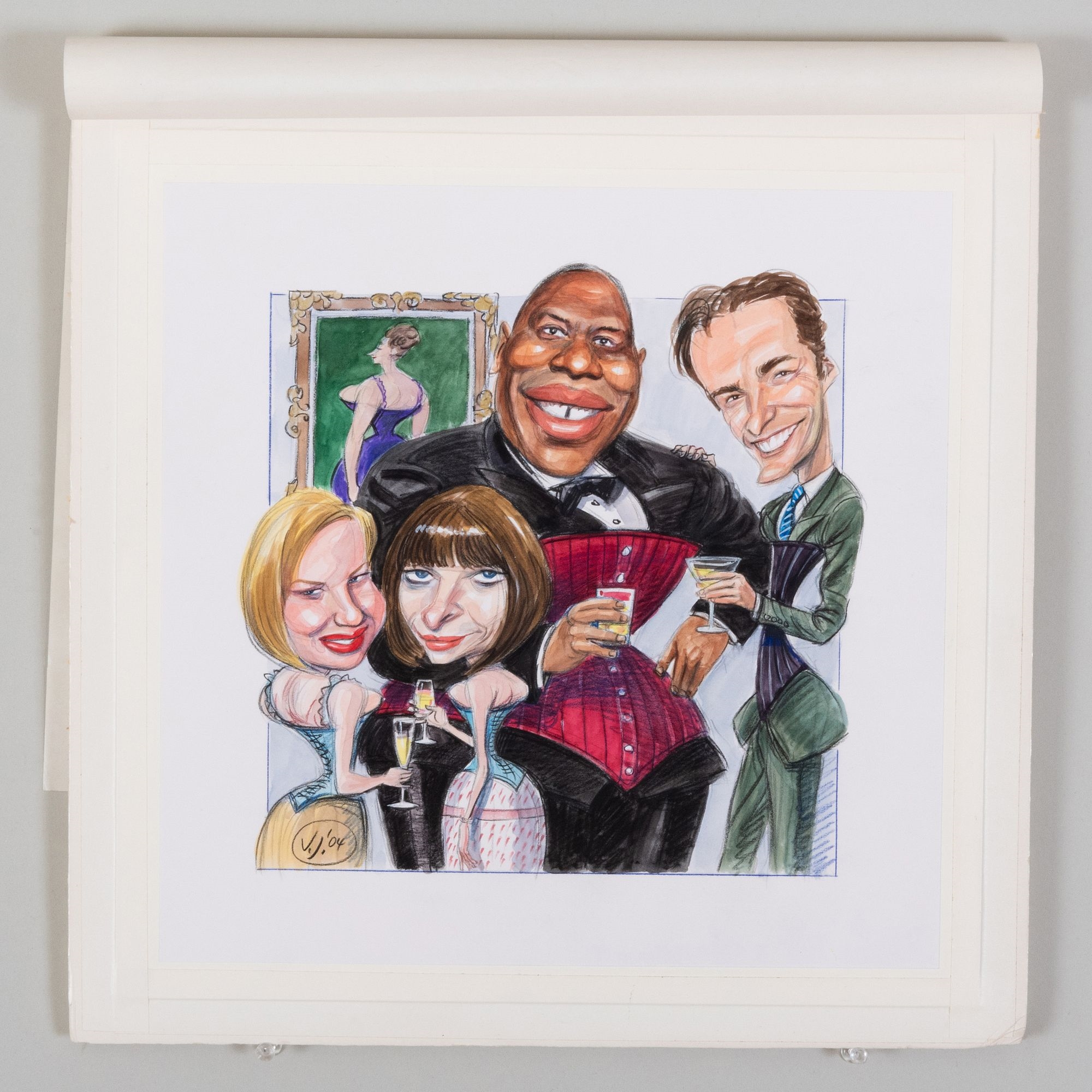 Artwork by Victor Juhasz, André, Anna, Renee and Hugh, Made of Watercolor and pencil on paper