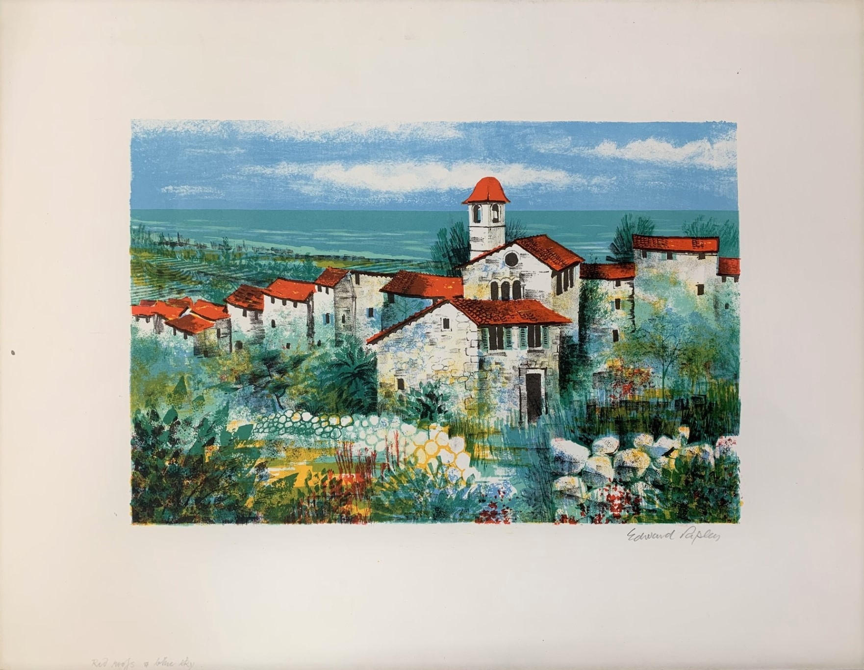 Edward Ripley | Red Roofs-Blue Sky | MutualArt