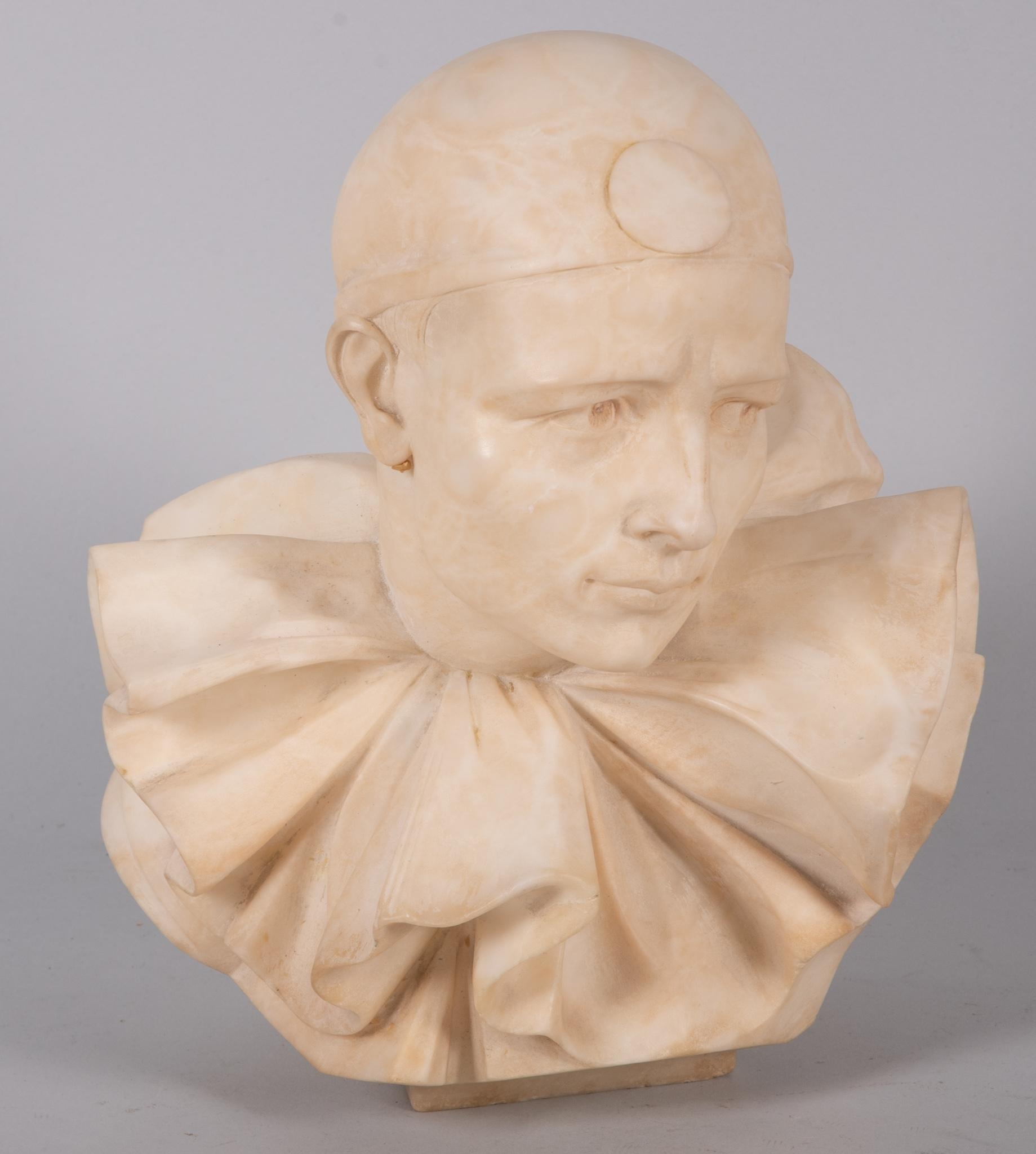 Artwork by Trafeli Febo, Pierrot, Made of alabaster sculpture