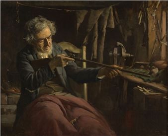 Homme réparant un fusil - Louis Gay