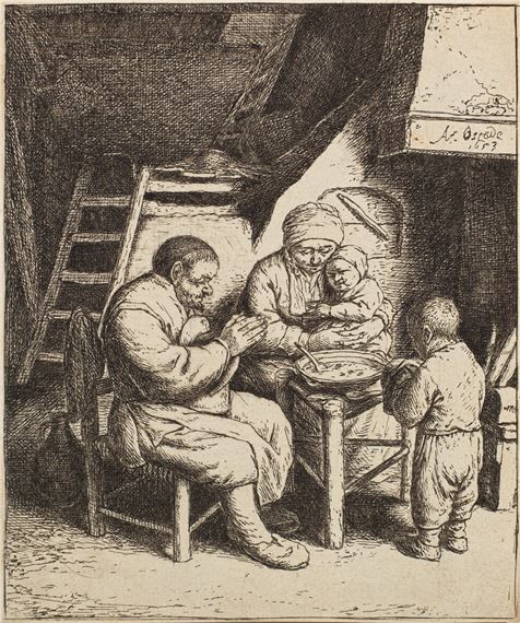 Adriaen Van Ostade | Das Tischgebet (1653) | MutualArt