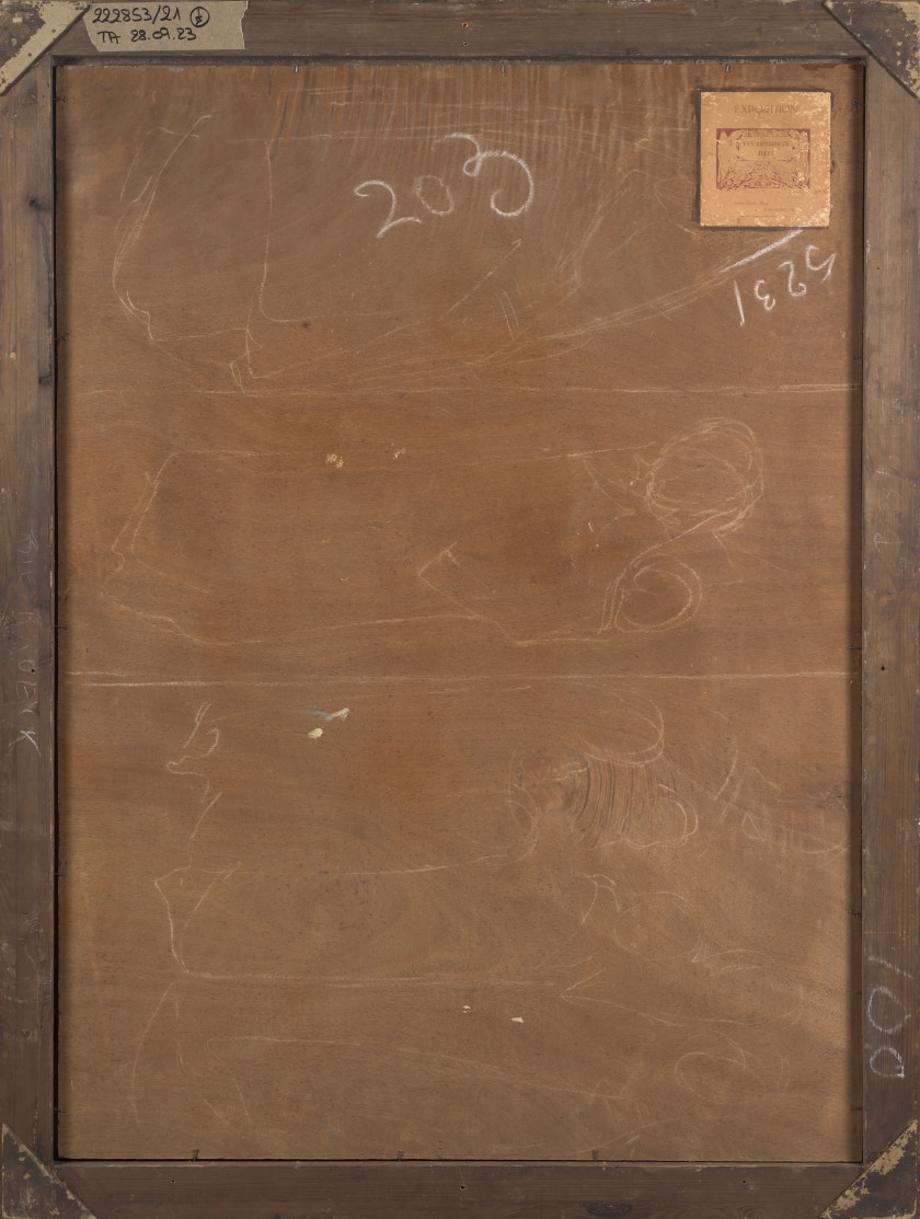 Artwork by Jules-Pierre van Biesbroeck, L'arrivée du cortège, Made of Oil on panel