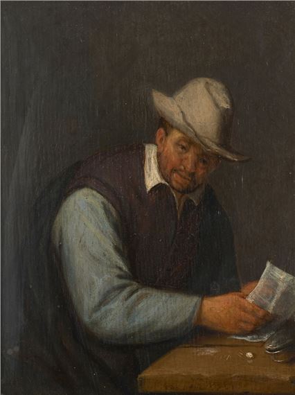 Homme assis écrivant by Adriaen van Ostade, XVIIe siècle