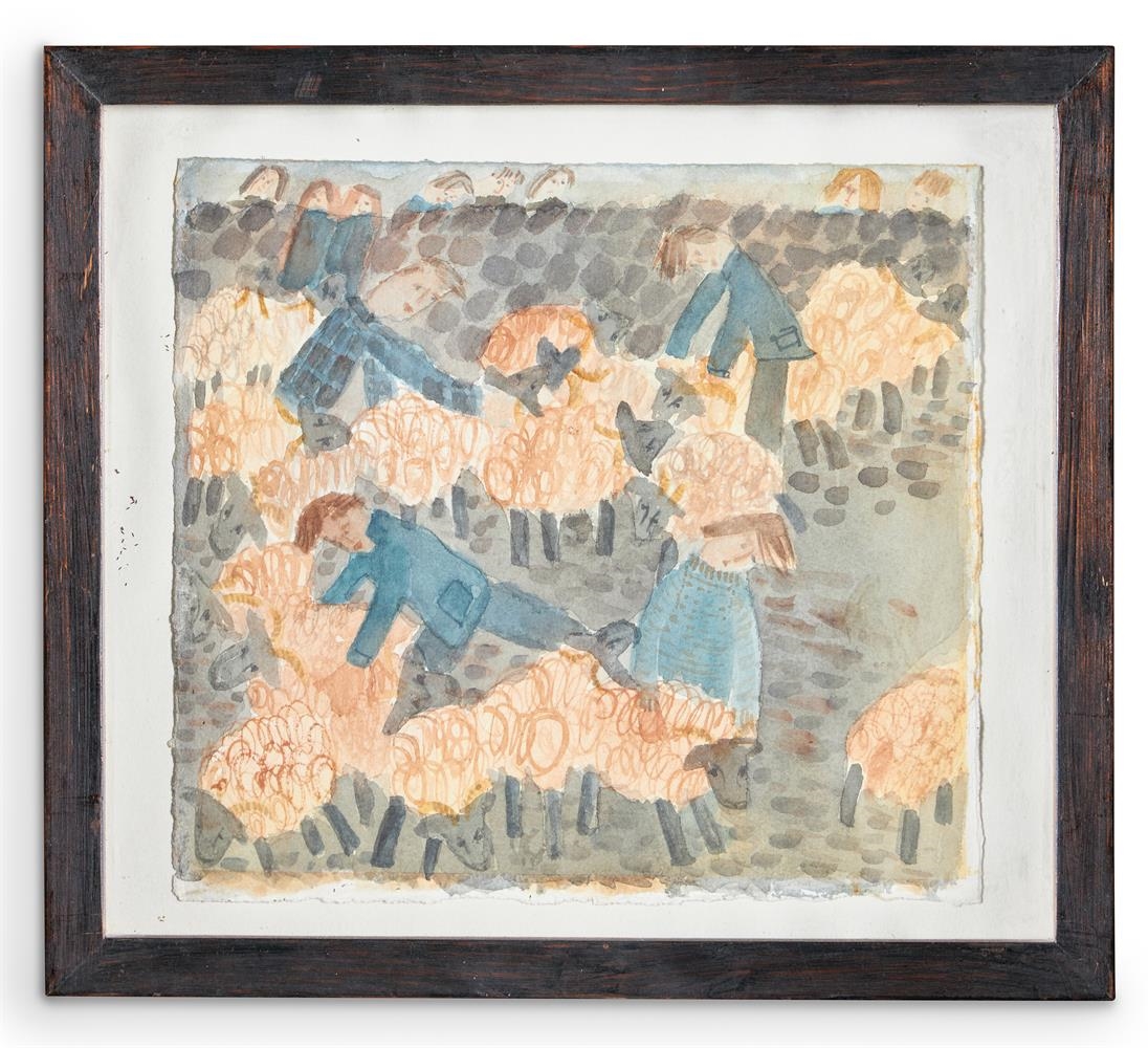 Artwork by Louise Sturgis, SORTING SHEEP, Made of Oil on canvas; watercolour