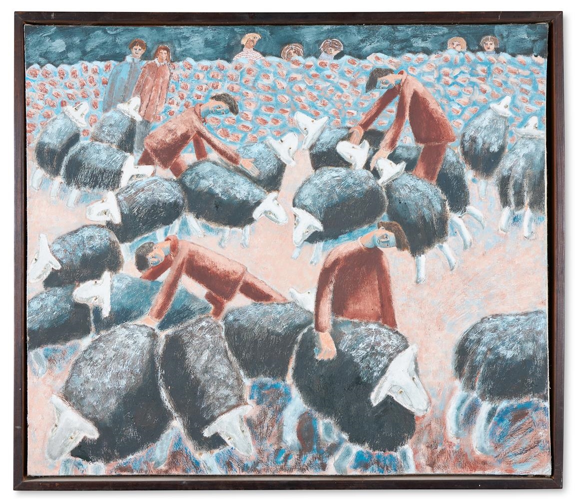 Artwork by Louise Sturgis, SORTING SHEEP, Made of Oil on canvas; watercolour