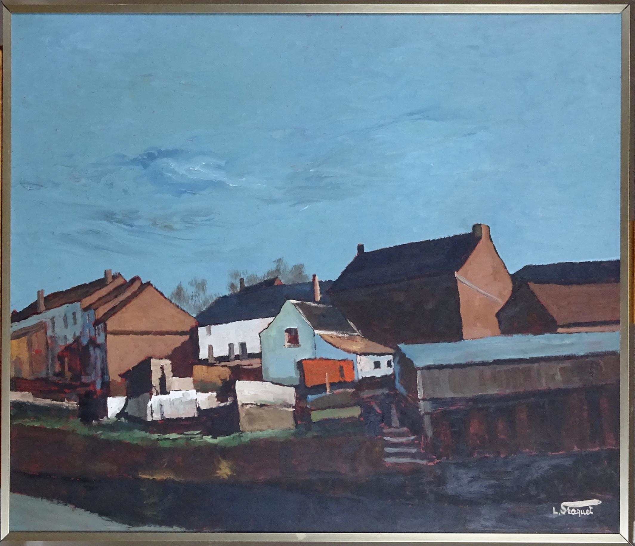 Artwork by Lucien Staquet, Vue de village, Made of oil on panel