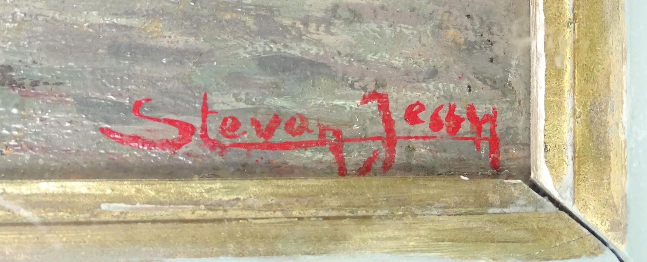 Artwork by Jean Stevan, Bateaux au port, Made of oil on panel