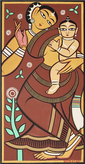 Untitled (Mother and Child) by Jamini Roy