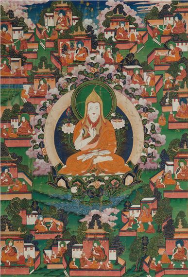 A thangka of Tsongkhapa by Mongolian School, 19th Century, early 19th century