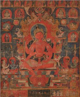 A paubha depicting Avalokiteshvara - Nepalese School, 13th Century
