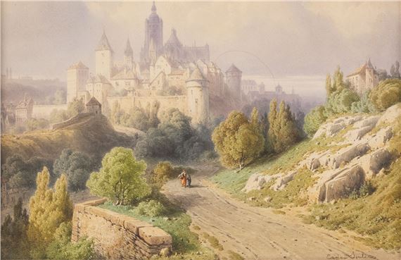 In the surroundings of a medieval French town by Eugène Edouard Soulès