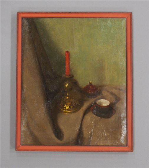 Stilleben mit Kerzenleuchter by Fritz Bierhoff, (19)47