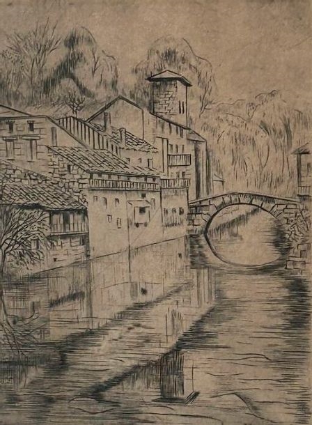 Artwork by Paul Lequet, Saint-Jean Pied de Port. 98, Made of etching