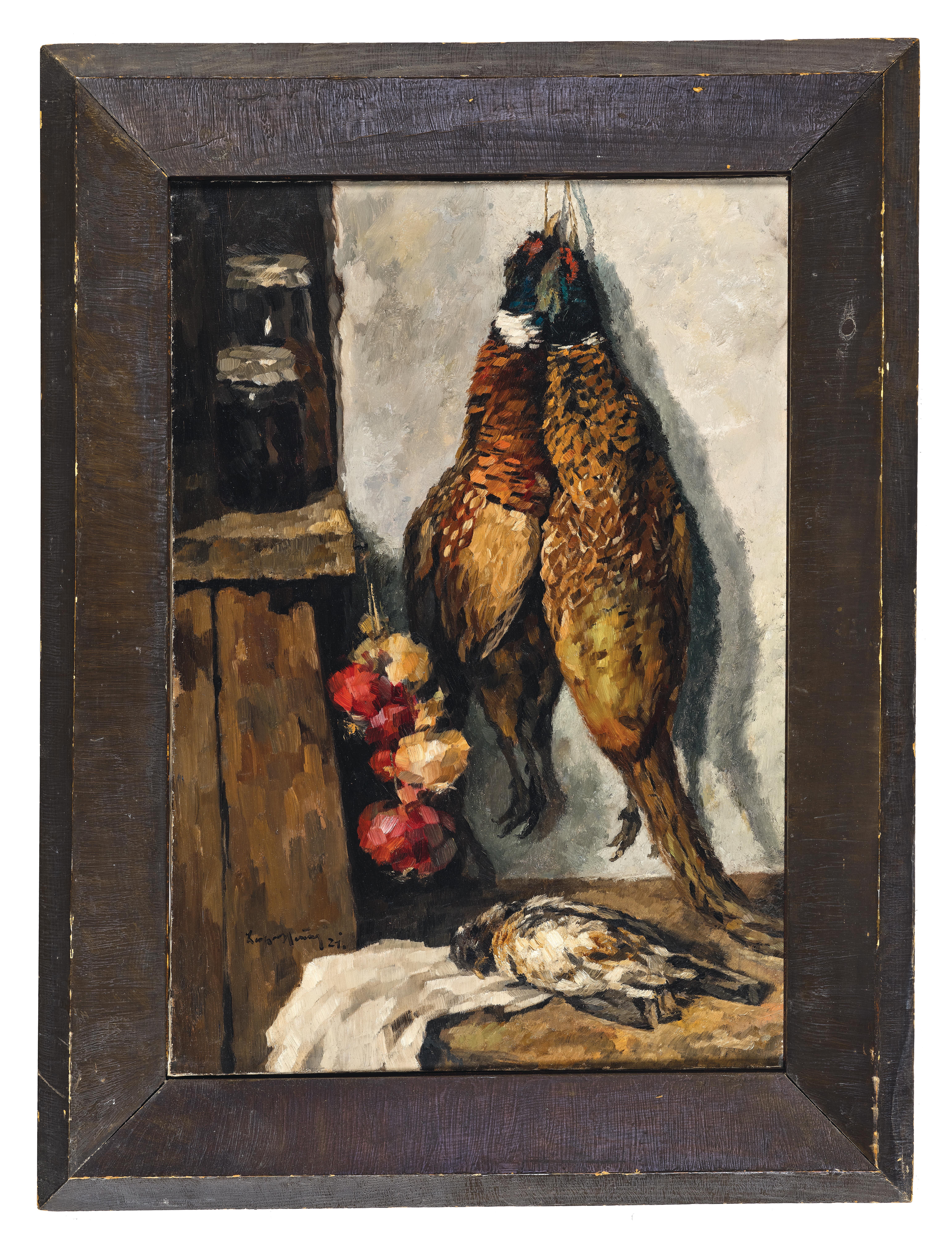 Artwork by Leopold Hauer, Stillleben mit Fasanen, Made of Oil on canvas