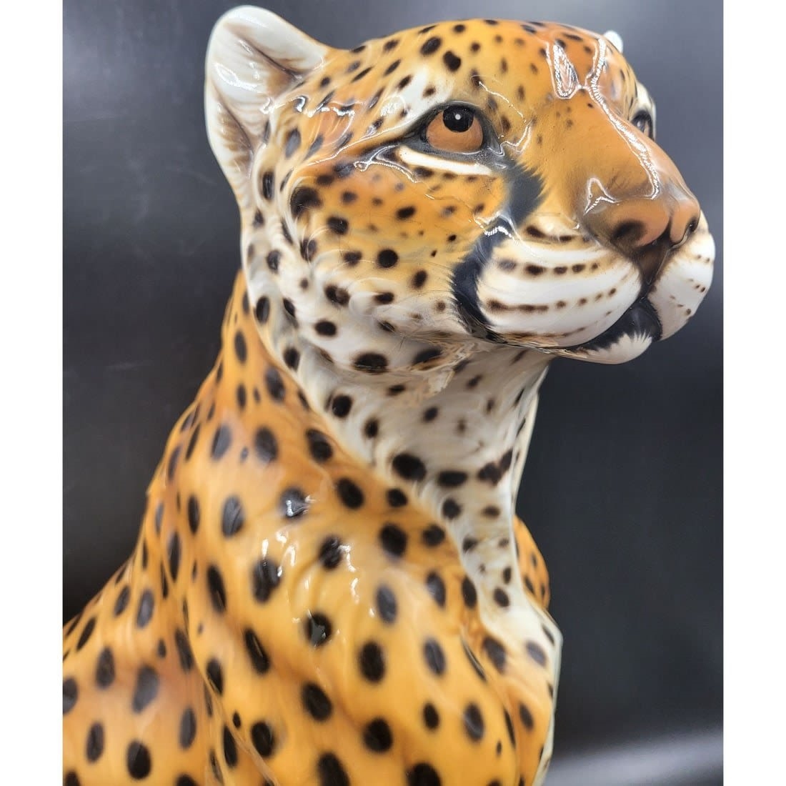 Pair of Ceramic Sitting Leopard Figures