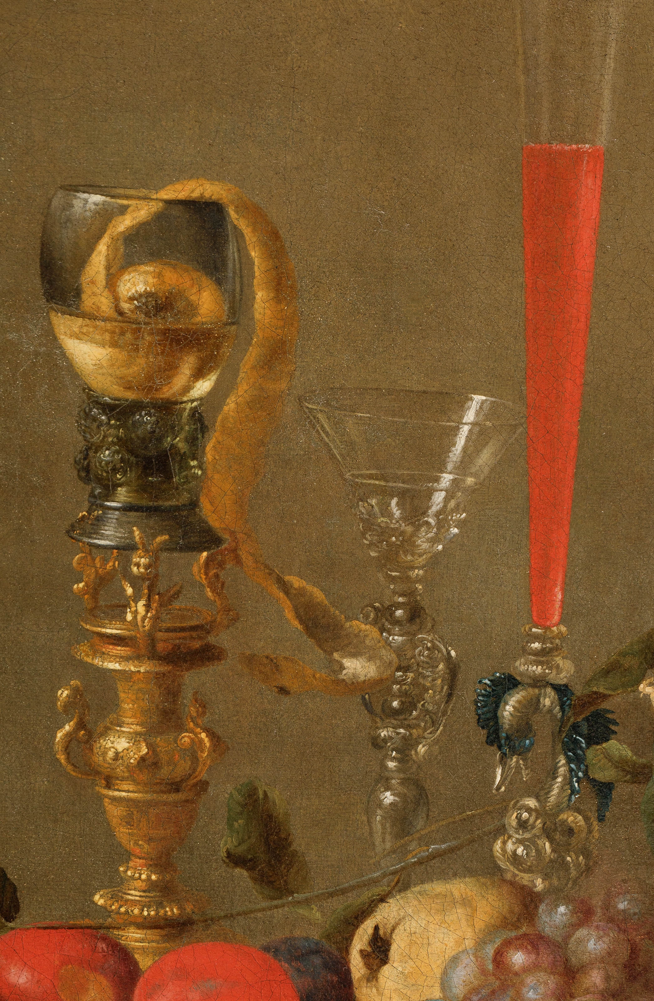 Artwork by Pieter van Overschee, Still life with a lobster, fruit and glasses, 1644, Made of Oil on canvas
