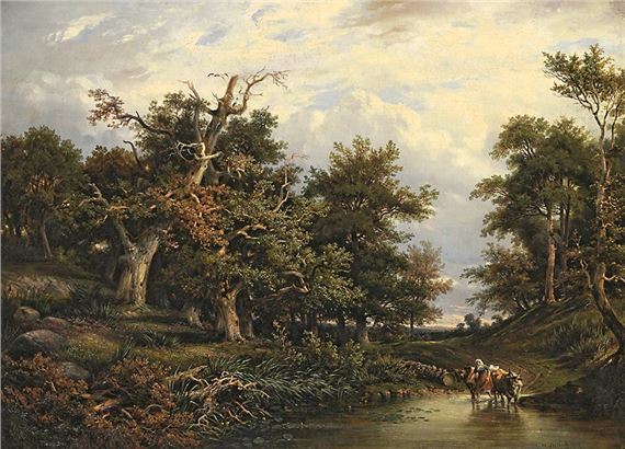 Landschaft mit Kuhhirtin by Hermann Seefisch, 1847