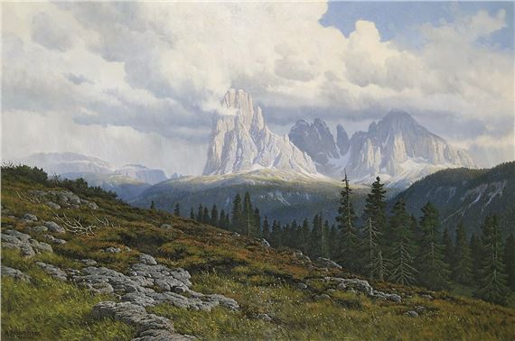 Die Langkofelgruppe von Norden aus by Rudolf Reschreiter