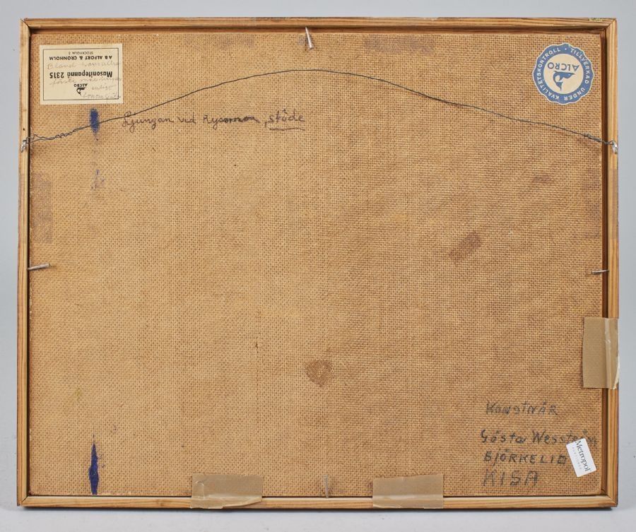 Artwork by Gösta Wesström, Utsikt över Ljungan, Made of oil on panel