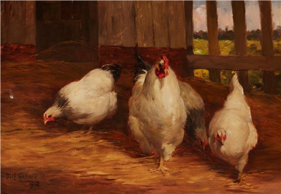 Chickens in a coop by Paul Harney, 1912