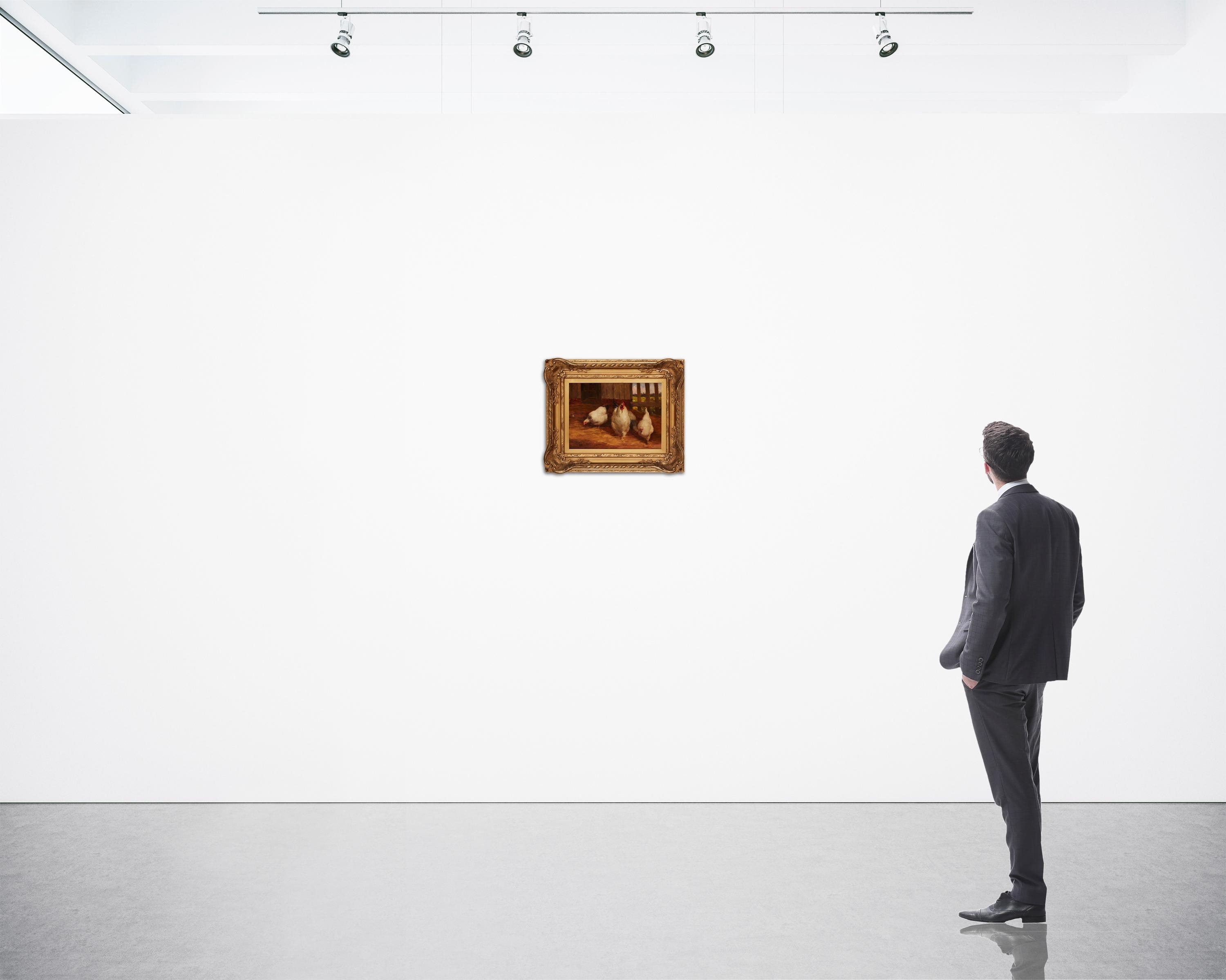 Artwork by Paul Harney, Chickens in a coop, Made of Oil on canvas