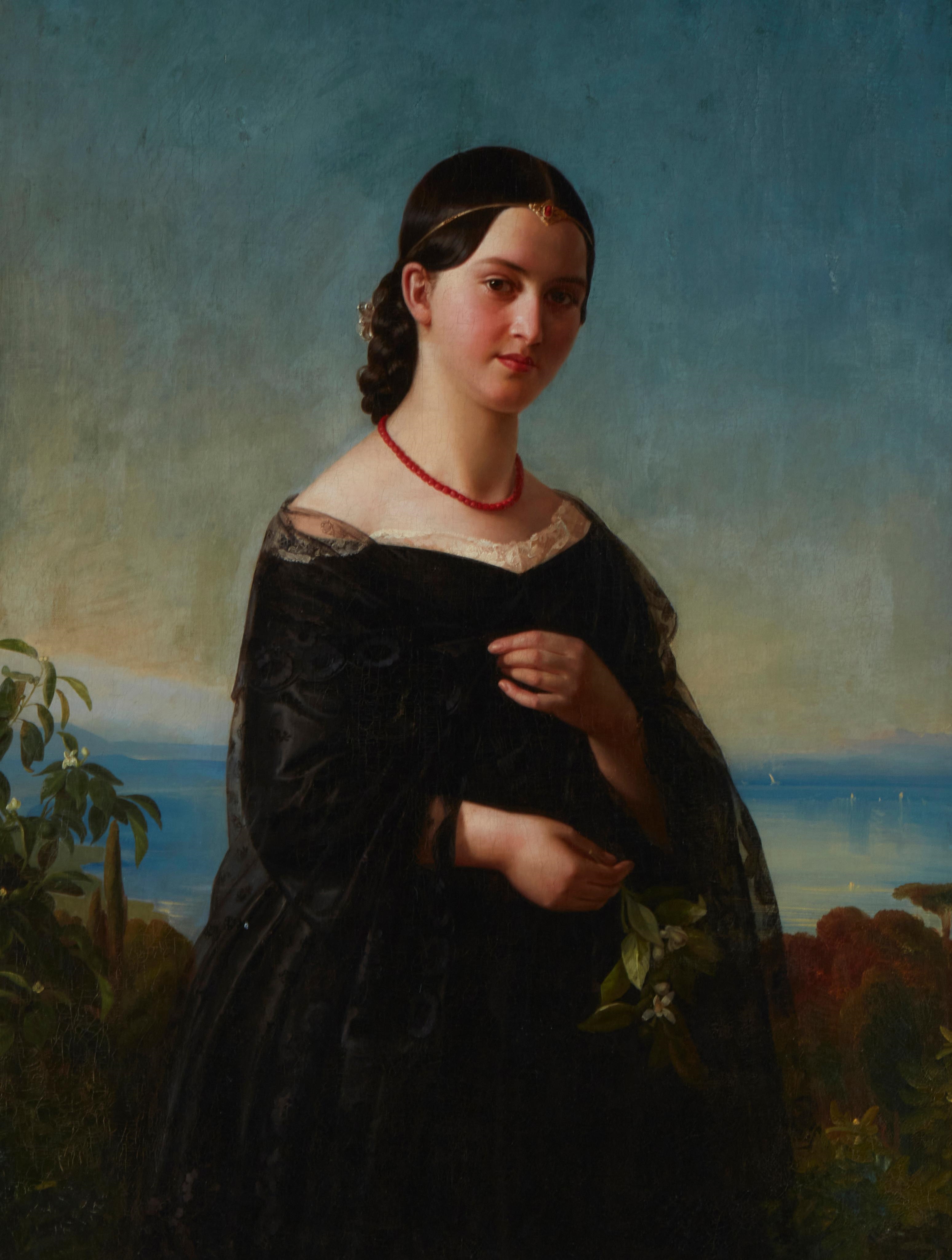 Portrait of a young woman in black, or later by Jean-Auguste-Dominique Ingres, 19th century