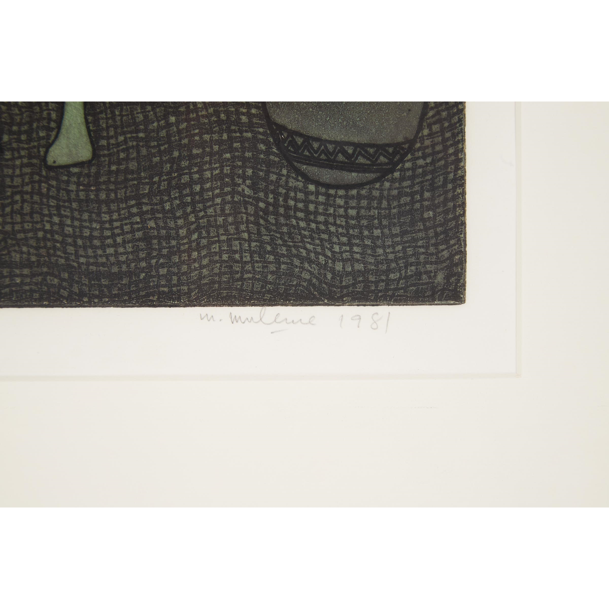 Artwork by Mathias Muleme, A VISIT II, 1981, Made of intaglio and etching on paper