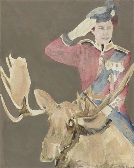 Noblesse Oblige (Queen on Moose) by Charles Pachter, dated 1972
