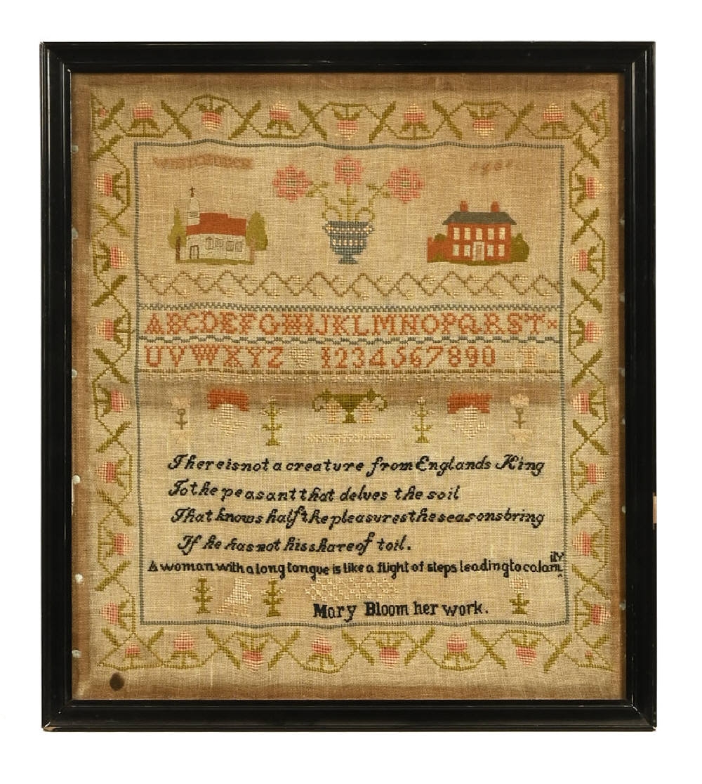 Mary Bloom | Alphabet and poem surmounted by a church and a country ...
