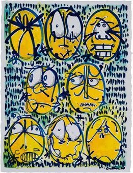 Calligraphy Blue Faces No. 3 - Timothy Curtis