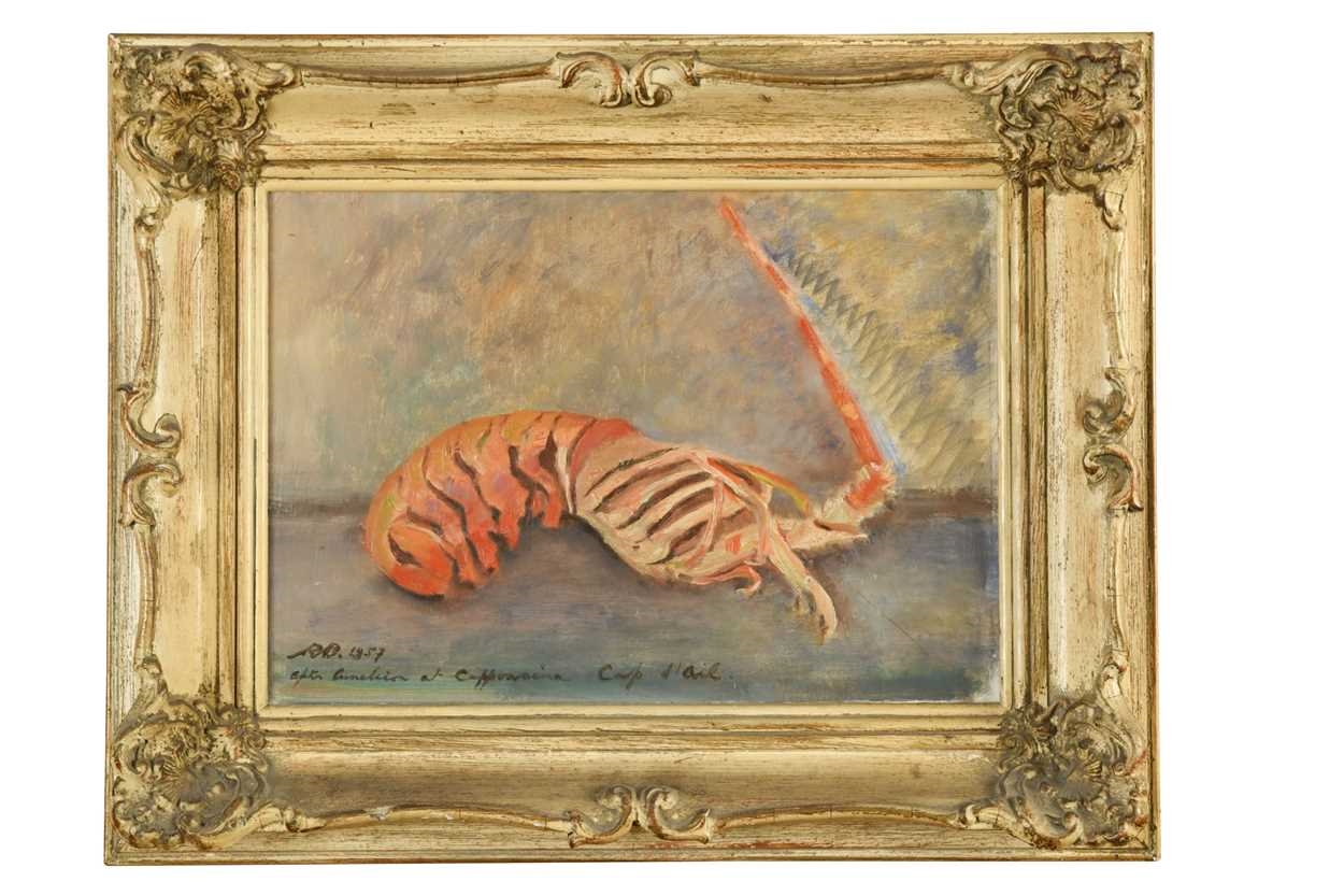 Artwork by Rhoda Birley, Still life of lobster, Made of oil on board